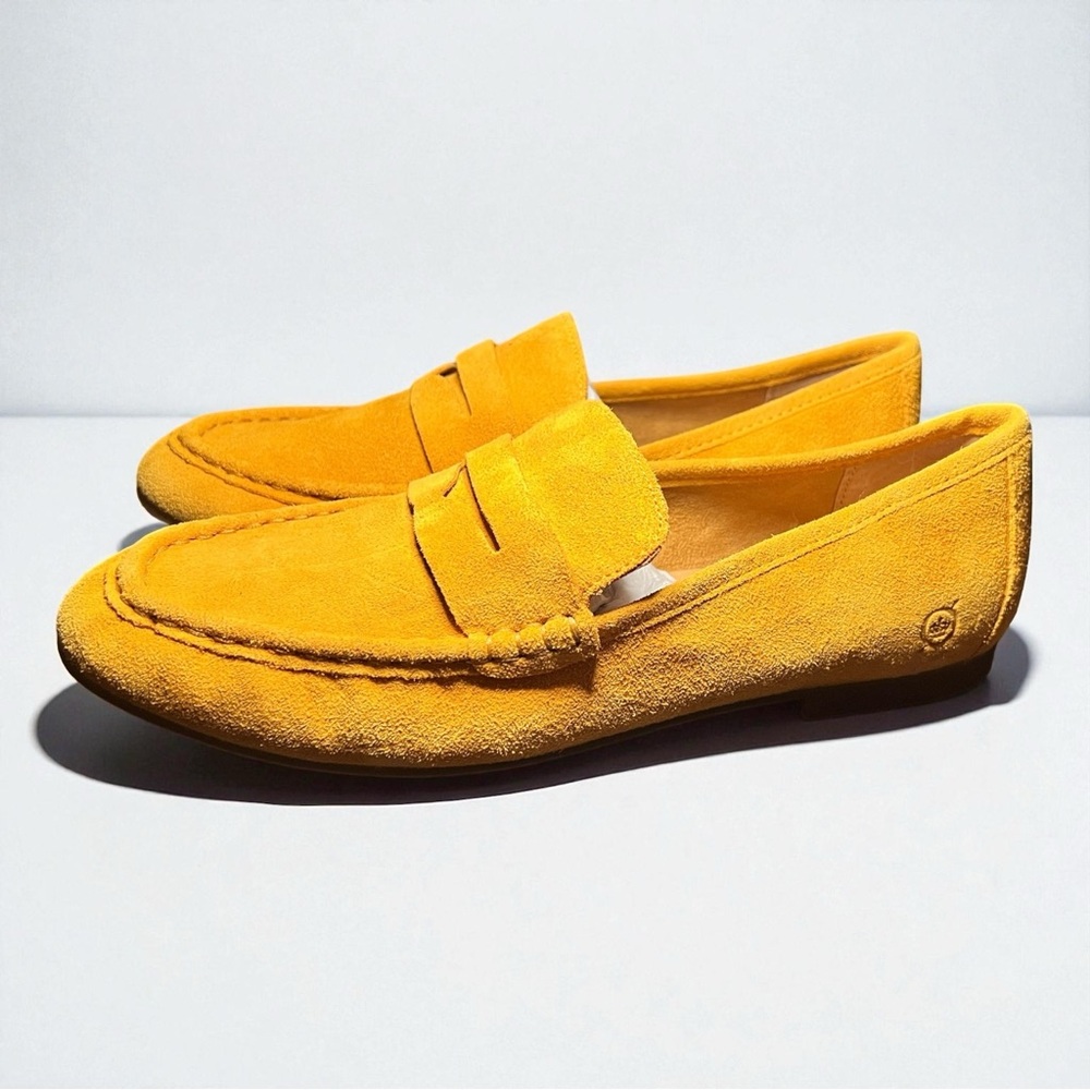 Born Mustard Yellow Suede Loafers • NWOT • Size 9